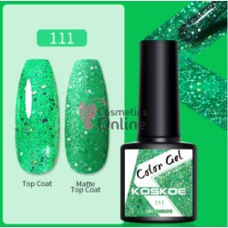 Oja semipermanenta KOSKOE color UV / LED Pure Color 8ml Cod 111 Parakeet Glitter